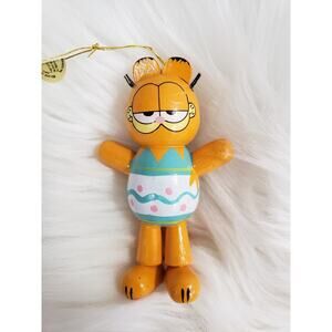 Garfield Vintage ‘81 Wood‎ Dakin Easter Ornament Egg Belly Christmas Tree